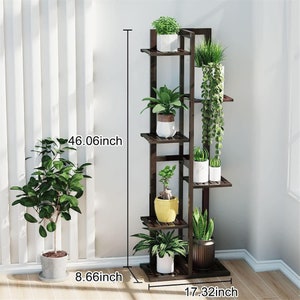 Plant Stands for Indoor Multiple, 6 Tier 7 Potted Plant Shelf, 47 Inch Tall Corner Plant Holder for Living Room, Bamboo Plant Display