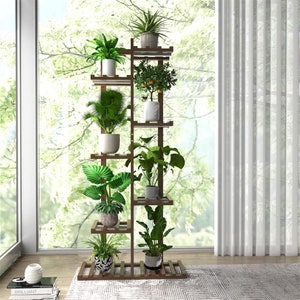 Wood Plant Stand With Grow Lights Indoor Plants Outdoor Corner Plant Shelf Flower Stands for Living Room