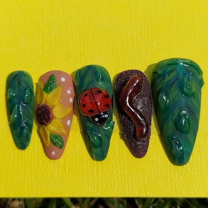 Bug Nails Insect Garden Theme Party Bug Wedding Ladybug Kawaii Nails Insect Nails Ladybug Gifts for Gardener Salon Nails at Home DIY Nails