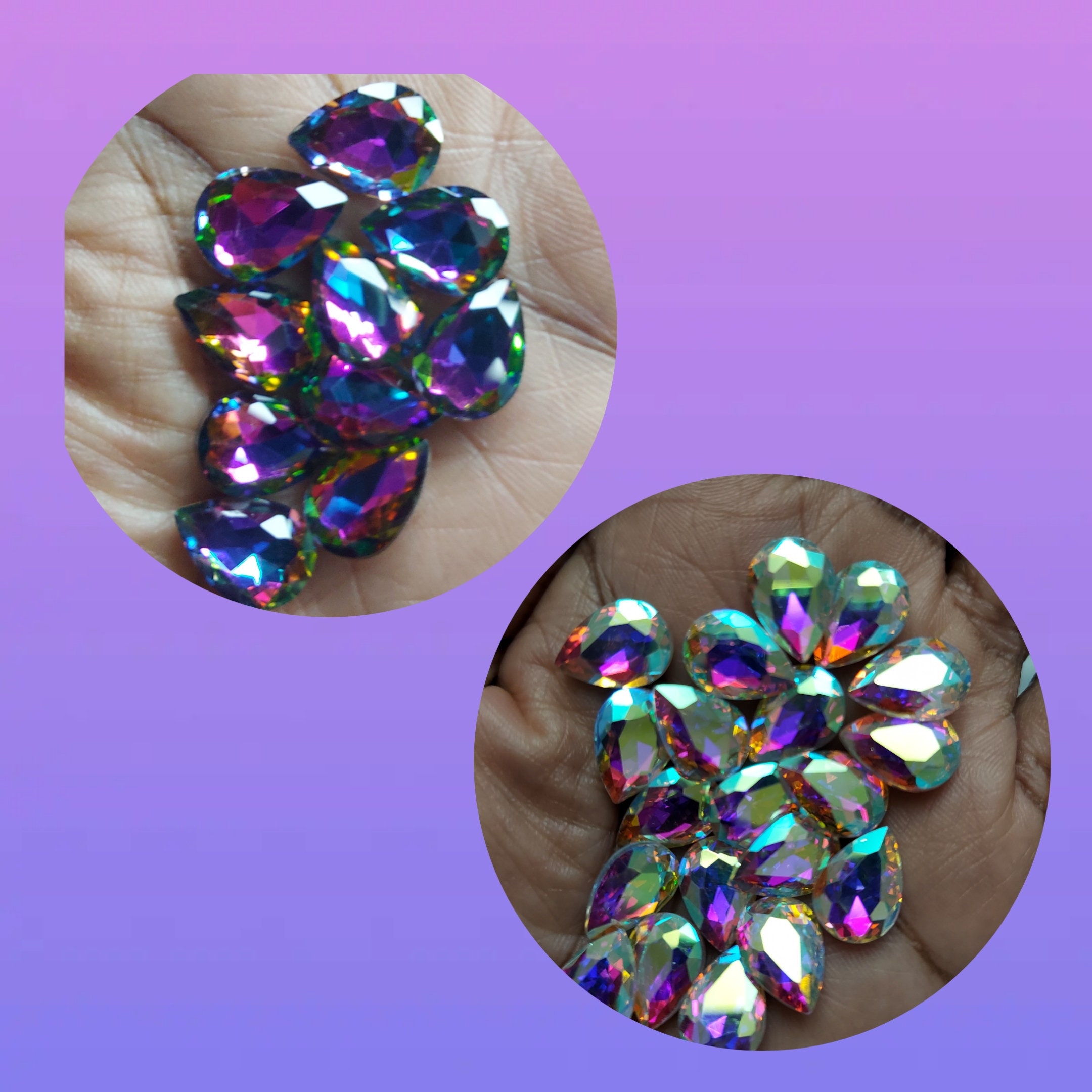 100Pcs Aurora Nail Art Rhinestones Multi Shapes 3D Glass AB Crystal For  Nail Art Craft Decoration, Mix 10 Style Flat Back Crystals Charm Gem Stone