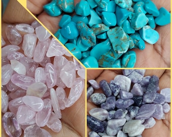 Natural Crystal Gem Stone Jewelry Making Home Garden Decoration Fish Tank Bottle Rose Quartz Purple Lepidolite Turquoise Polished Chips 1oz