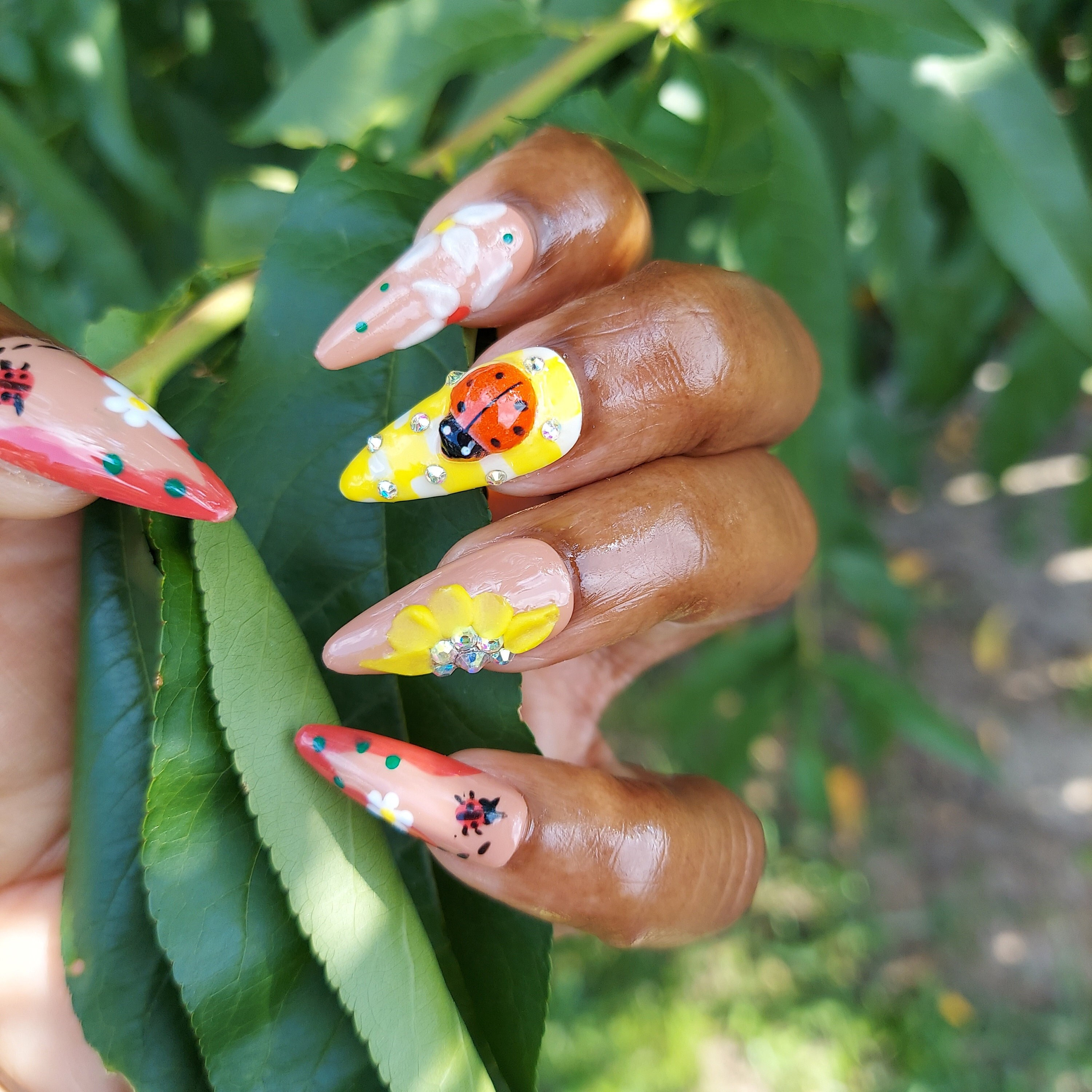 Ladybug Nails Garden Theme Party Garden Wedding Ladybug Kawaii Nails Red Nails Ladybug Charms Gifts for Garden Salon Nails at Home DIY Nails