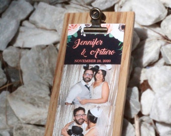 Photo Booth Strip Magnetic Frame with clip - Rustic, Boho, or Garden Wedding Favors