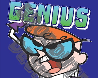 Genius At Work- Dexter's Laboratory- Diseño de camisetas de los 90
