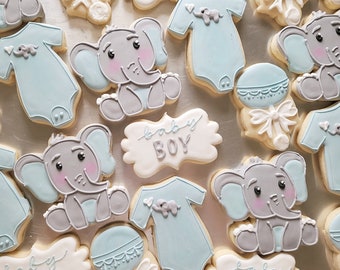 Elephant Baby Shower Sugar Cookies
