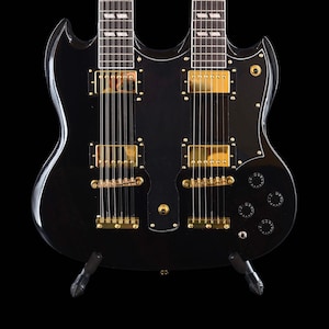 Double Neck 12/6 Black/Gold Electric Guitar