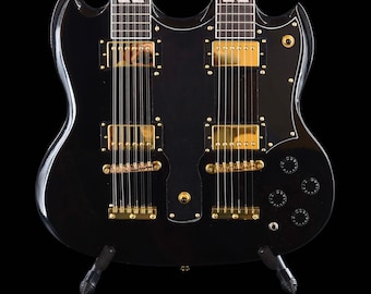 Double Neck 12/6 Black/Gold Electric Guitar