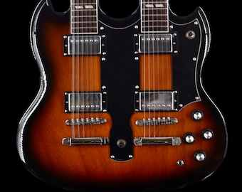 Double Neck 12/6 Tobacco Burst Electric Guitar with Cream Case