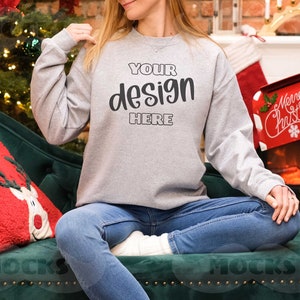 Gildan 18000 Sport Gray Gildan Mockup-18000 Mockup-Model Mockup-18000 Sweatshirt-18000 Mockup Crewneck-18000 Gildan Sweatshirt-18000 Mockup