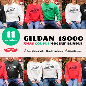 Couple de Noël Ensemble de maquettes Gildan 18000 Ensemble de maquettes Gildan 18000 Ensembles de maquettes Gildan