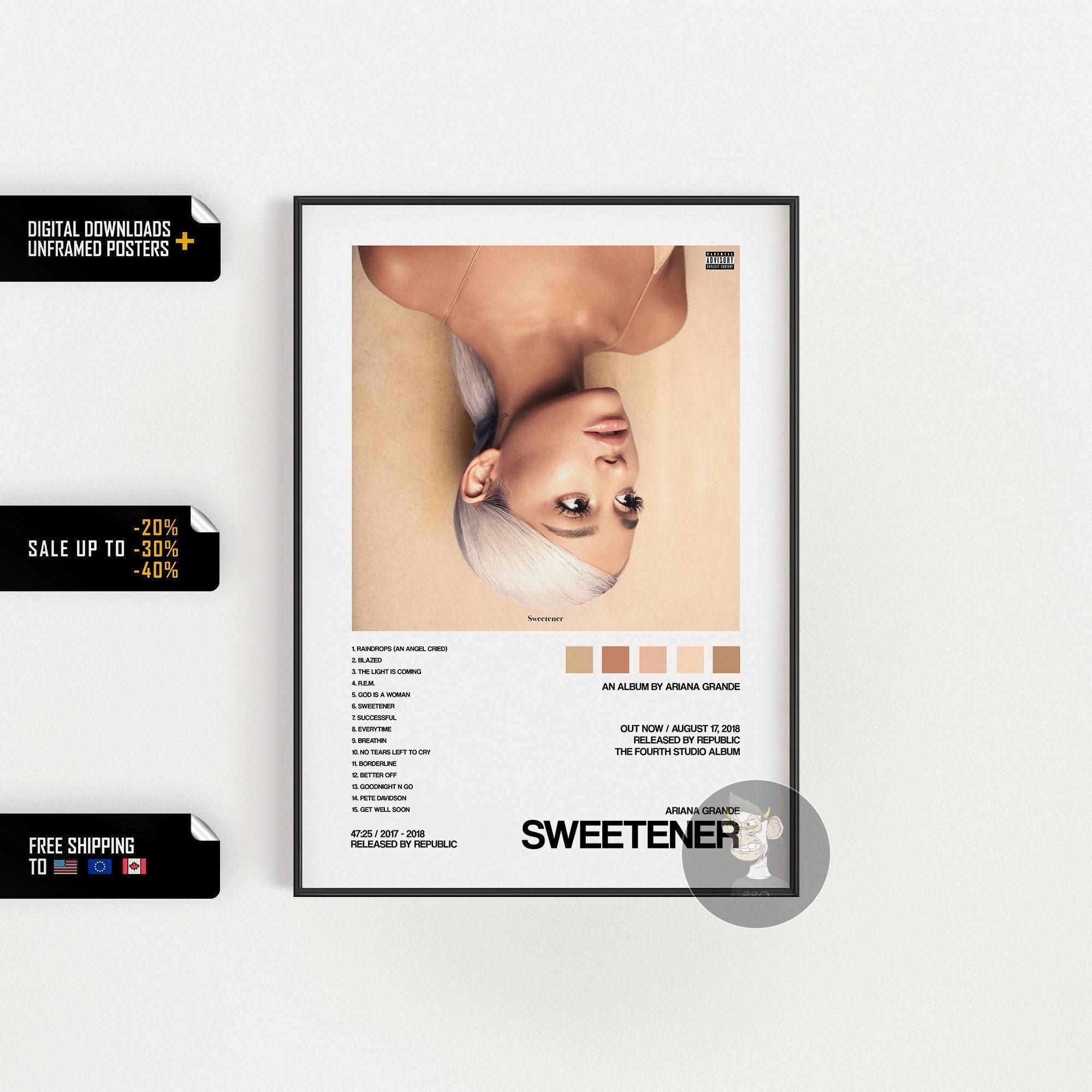 Ariana Grande Sweetener póster de portada del álbum - Etsy España
