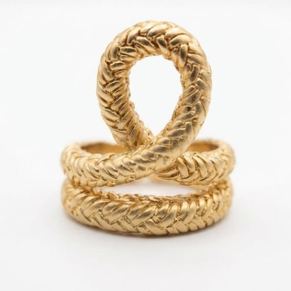 PAJ Braided Loop Statement Ring | Gold Over 925 S… - image 1
