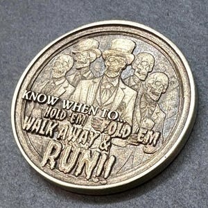 3D Laser engraved Brass Gambling Skeletons Coin.