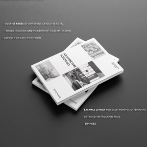 Architecture Portfolio Template -  InDesign, PowerPoint Architecture, Interior Portfolio Template - Grayscale Booklet Version Portfolio