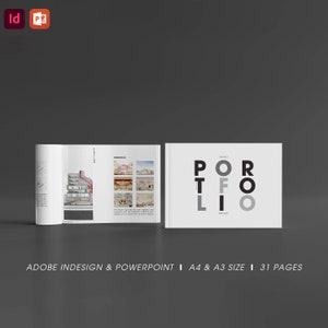 Nowoczesny szablon portfolio architektury w odcieniach szarości, tom 2 | Projektowanie wnętrz | Adobe InDesign i PowerPoint | Rozmiary A4 i A3 | Portfolio sztuki biznesowej
