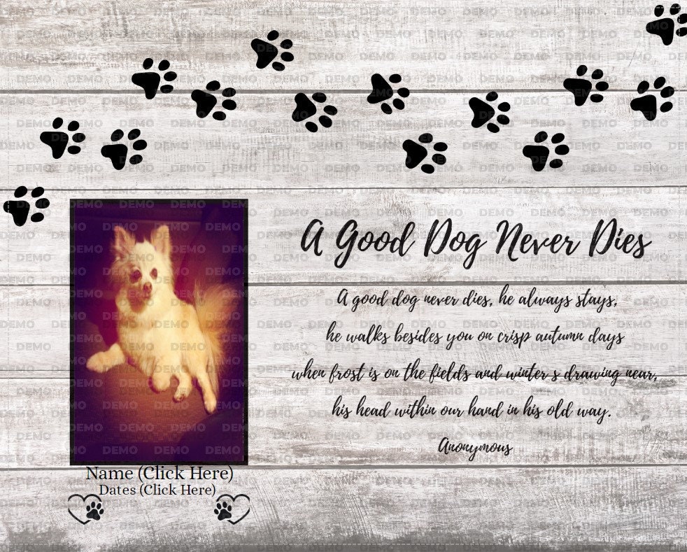 Pet Memorial a Good Dog Never Dies (Download Now) Etsy
