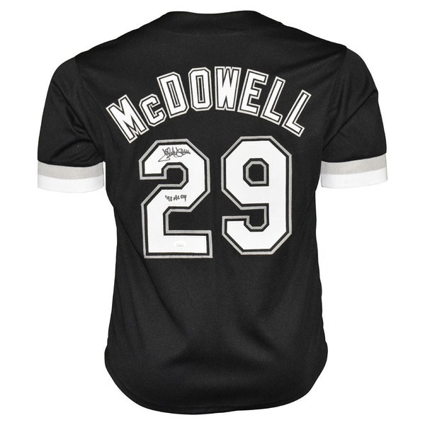 Jack McDowell Signed 93 AL CY Inscription Chicago Black Baseball Jersey (JSA)