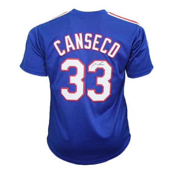 Jose Canseco Autographed Pro Style Texas Baseball Jersey Blue 