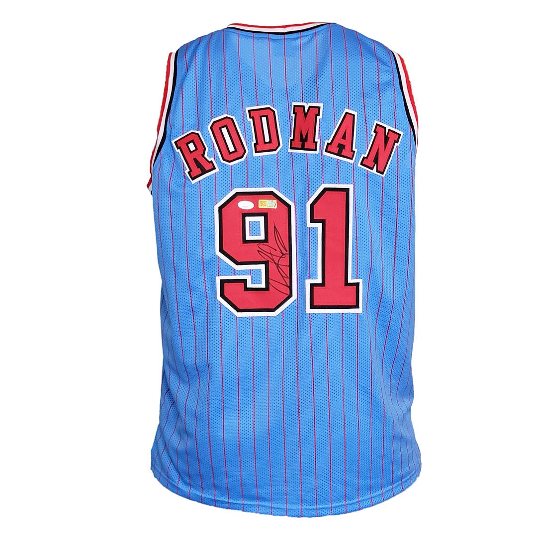 Autographed/Signed Dennis Rodman Chicago Black Basketball Jersey JSA COA