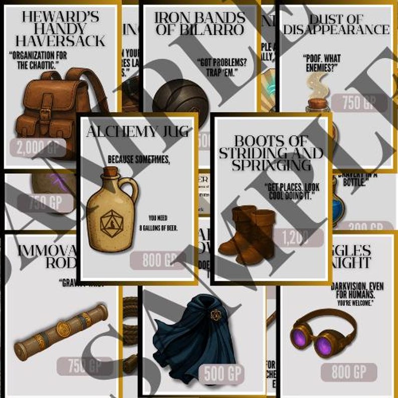 Magic Item Layout Editable D&D Magic Item Cards | Printable 5e Loot Handouts (canva ...