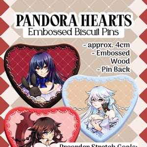 VORBESTELLUNG — Alice, Lacie, and Will of the Abyss — 1,5"Biscuit Embossed Wood Pin || Pandora Hearts Kirschholz Pin Charm Lanyard Taschen Accessoire