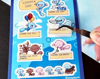 Wooper gebruikt... || Pkmon-briefpapierstickers voor laptop, hydroflask, planner, stickerverzamelaar