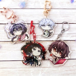 Bungou Stray Dogs Chibi Keychain Charms || Kyouka Fukuzawa Dazai Osamu Akutagawa and Gin 2" Acrylic Keychain Phone Charm Lanyard Accessory