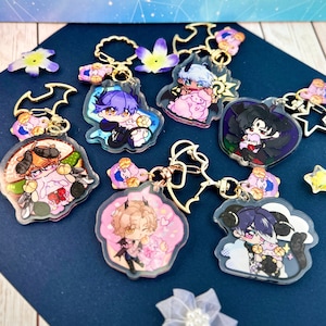 3D Lucifer, Leviathan, Mammon, Beelzebub, Belphegor Demon + MC  Double Sided Charm || Obey Me! Shall we Date? Acrylic Keychain Phone Charm