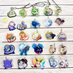 Pkmon Mini Charms || Acrylic 1" Keychain Phone Charm Lanyard Accessory