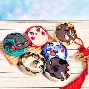 Arknights Dragons Beans Plush Buttons – Chongyue Nian Dusk Ling Shu Yu || Soft Plush Aluminum Tinplate Pinback Button Badges