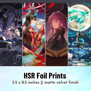 Honkai Foil Poster Prints– Dan Heng, Kafka, RenHeng, BaiLiu || 5.5 x 8.5  Honkai Star Rail Art Print Collection