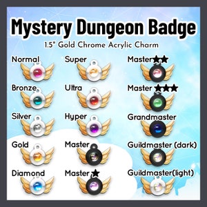 Mystery Dungeon Gold Chrome Badge|| PMD Explorers of Sky Holo Acrylic Charm Personalizable Keychain