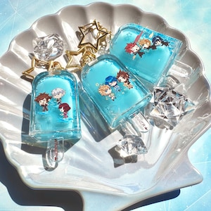 Sea Salt Ice Cream (Destiny, Twilight, Wayfinder Trios) || Kingdom Hearts Liquid Glitter Shaker Keychain Charm