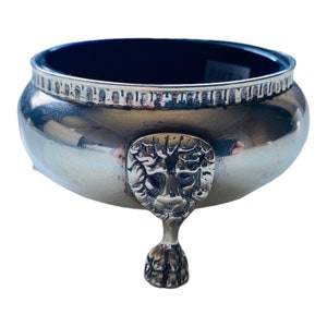 Beautiful salt container with blue glass inserts 925 silver Sterling
