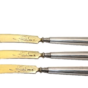 Vintage Knives (3 pcs.), Silver, Gilding, Weight: 98.91 Gr.