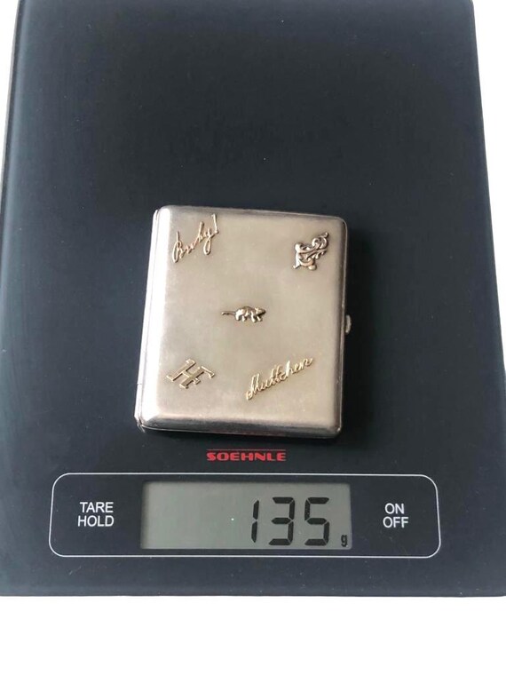Solid silver antique cigarette case Herman Bank 8… - image 5