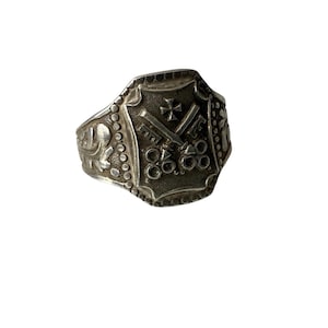 Sterling Silver Handmade Ring silver 875 mark military WW1 sniper unit label