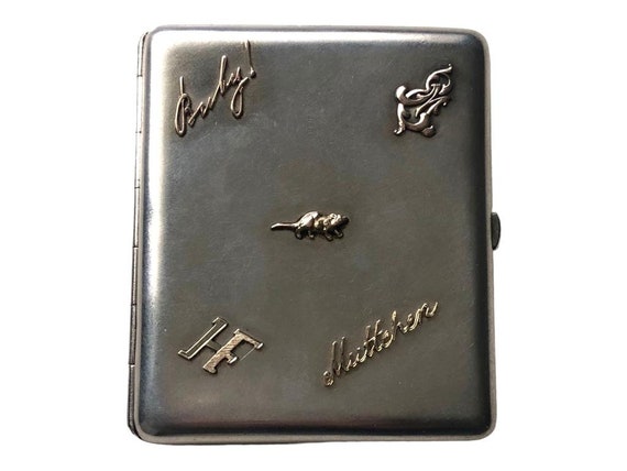 Solid silver antique cigarette case Herman Bank 8… - image 1