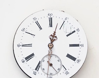 Movimiento de reloj de bolsillo vintage: cuerda mecánica, tictac (43 mm)