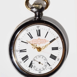 Very Rare antique Russian Pocket watch Imperial stainless steel case Diam. 5cm