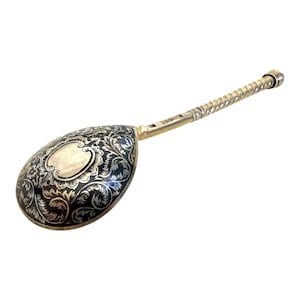 Imperial Russian silver and niello spoon 84 Zolotniki Russia - Mid 19th century