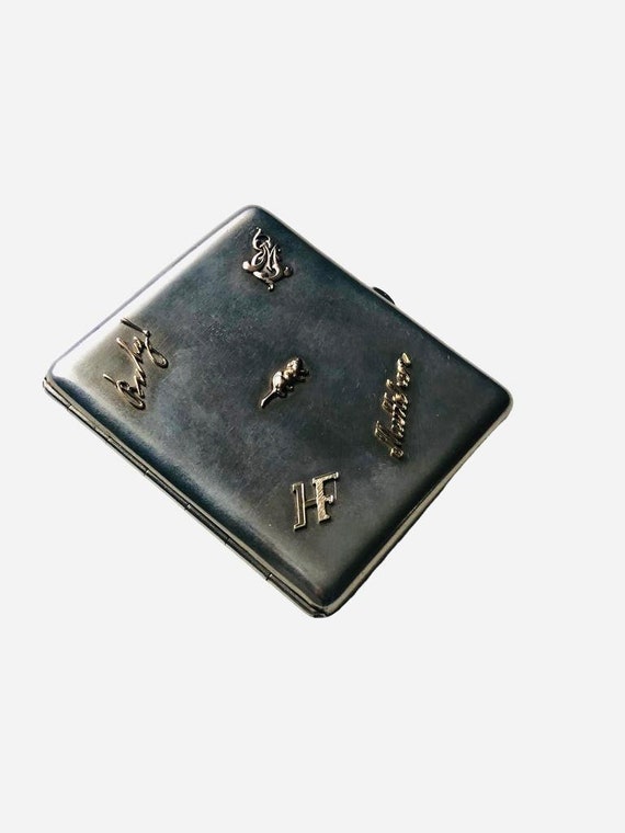 Solid silver antique cigarette case Herman Bank 8… - image 2