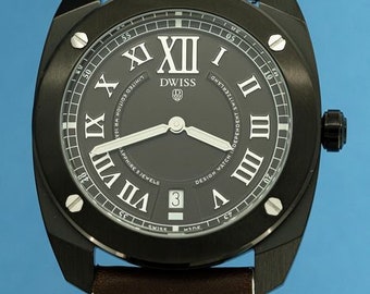 DWISS wristwatch Limited Edition Brown with Leather Strap Swiss Made