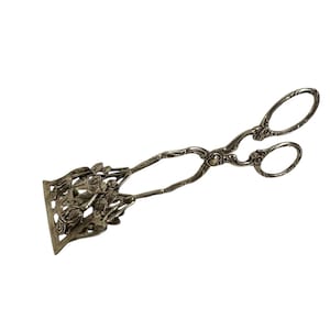 Vintage 800 Silver Sugar Tongs / Pastry Tongs - Ornate Floral Design - Possibly German