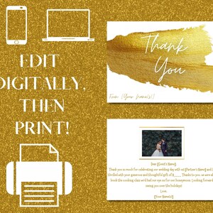 Gold Foil Thank You Card, Printable Thank You Card Template, Any Event