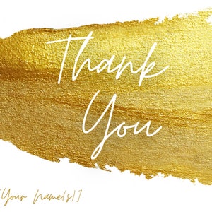 Gold Foil Thank You Card, Printable Thank You Card Template, Any Event
