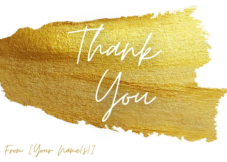 Gold Foil Thank You Card Printable Thank You Card Template - Etsy