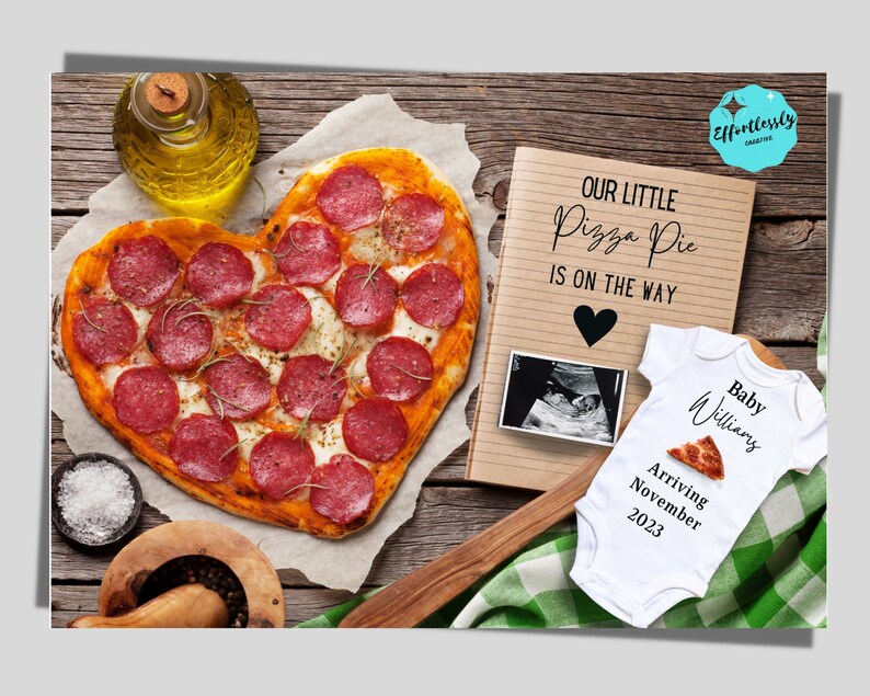 Pizza Pie Pregnancy Announcement Food Heart Humor Great for Social