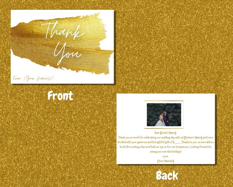 Gold Foil Thank You Card, Printable Thank You Card Template, Any Event