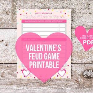 Valentine&#39;s Feud | Valentine Survey Trivia Game | Valentine&#39;s Game | Printable Party Game | Galentine&#39;s Party Game | Instant Download PDF
